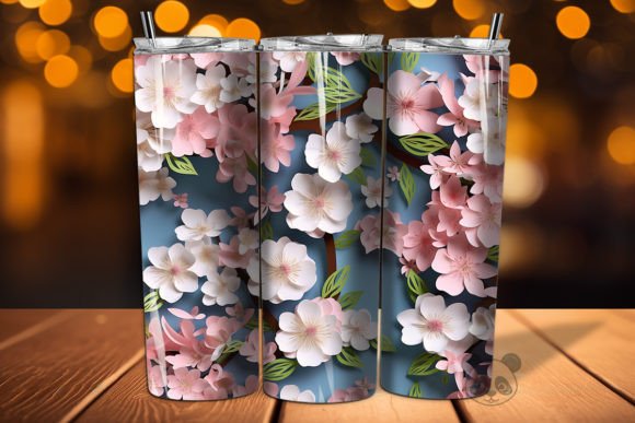 3D Cherry Blossoms Seamless Pattern for Tumblers