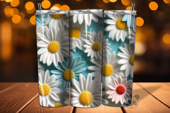 3D Daisy Flower Seamless Pattern 8 Design