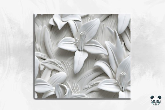 3D Lily Flower Seamless Pattern for Tumbler Design
