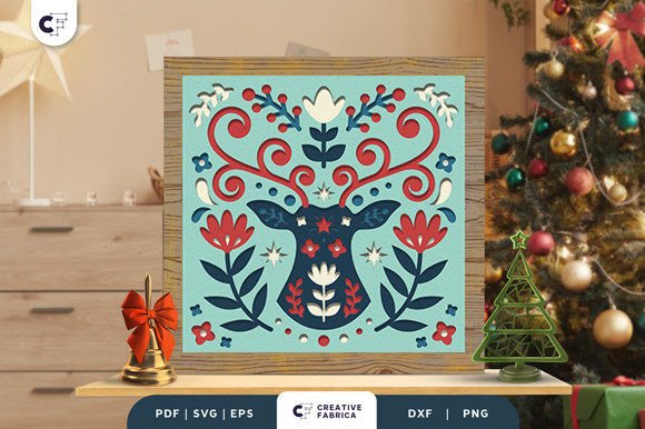 Christmas Deer 3D Shadow Box SVG Guide