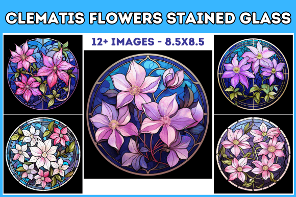 Clematis Flowers Stained Glass for Creative Projects