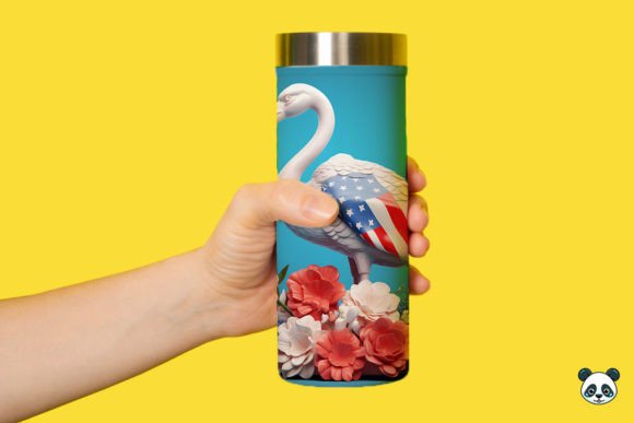 Elevate Your 4th of July Crafts with the Patriotic 3D Flamingo Tumbler Wrap PNG 2