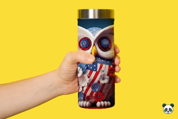 Elevate Your 4th of July Crafts with the Patriotic 3D Owl Tumbler Wrap PNG 3