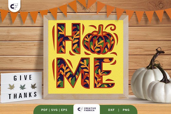 Elevate Your Autumn Decor with the Pumpkin HOME 3D Shadow Box Paper Cut