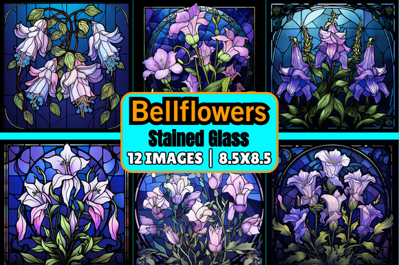 Elevate Your Creative Projects with Bellflowers Stained Glass Digital Designs