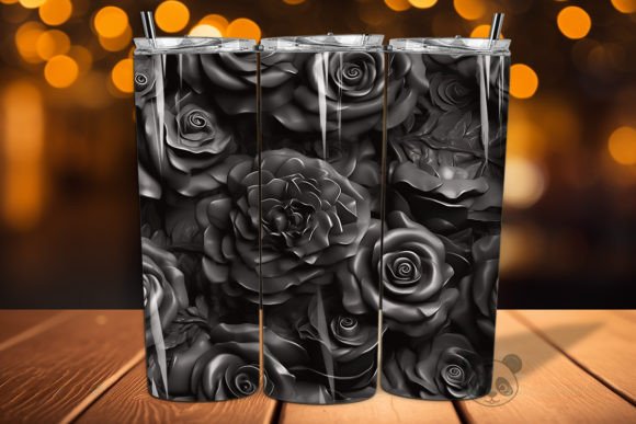 Elevating Sublimation Projects with the Black Rose 3D Seamless Pattern 1