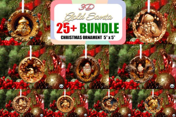 Gold Santa 3D Christmas Ornament Bundle Guide