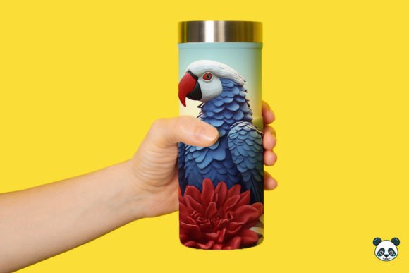 Patriotic 3D Parrot Tumbler Wrap: A Bold Design Asset